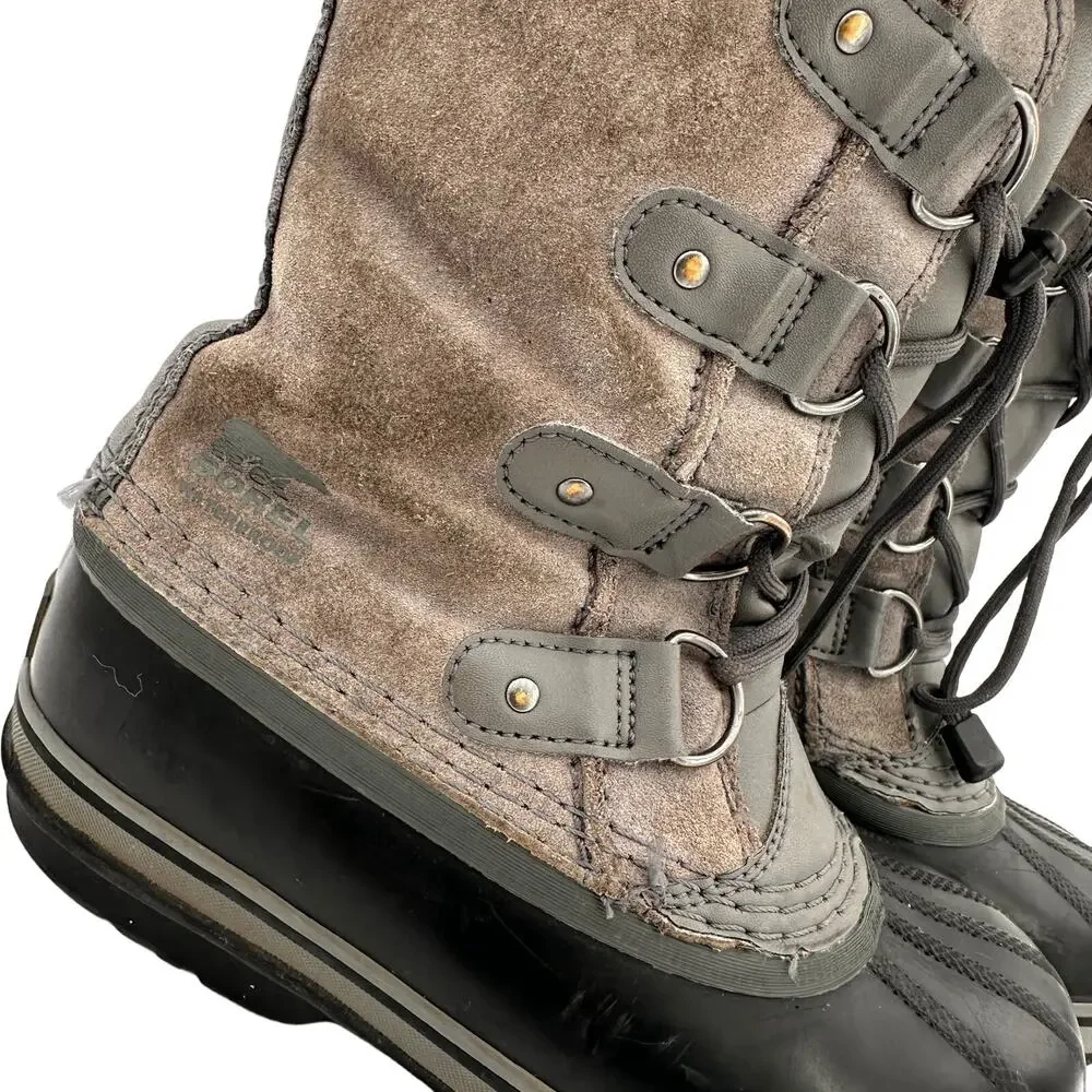 Sorel Youth Grey Joan of Arctic Fur Lined Snow Boots Size 4